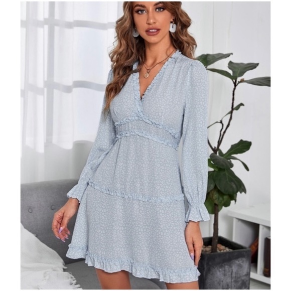 SHEIN Dresses & Skirts - BABY BLUE SHORT RUFFLE DRESS SIZE 4 AND 6